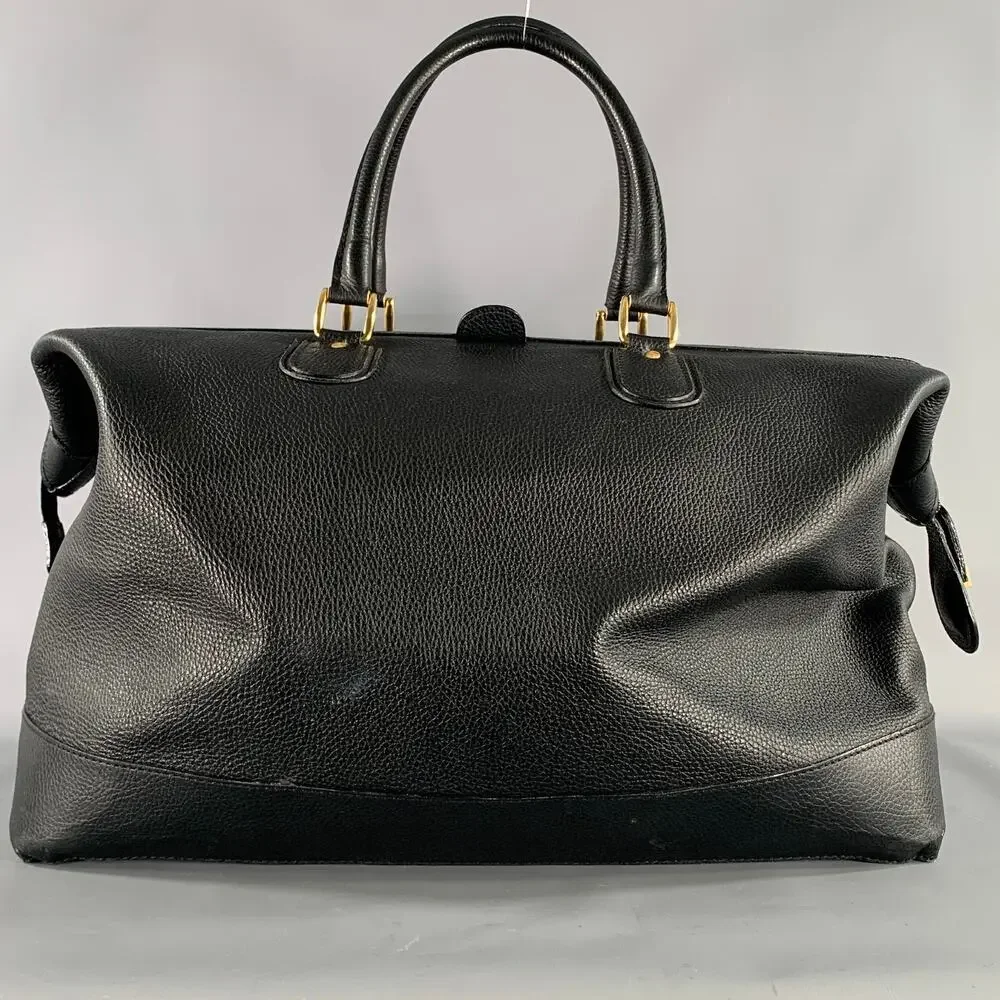 BARNEYS NEW YORK Size One Size Black Gold Crackled Leather Duffle Bags